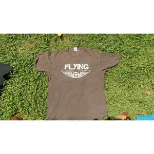 Vintage y2k Flying G T-shirt Mens L Brown Airplane Guitar Retro‎
